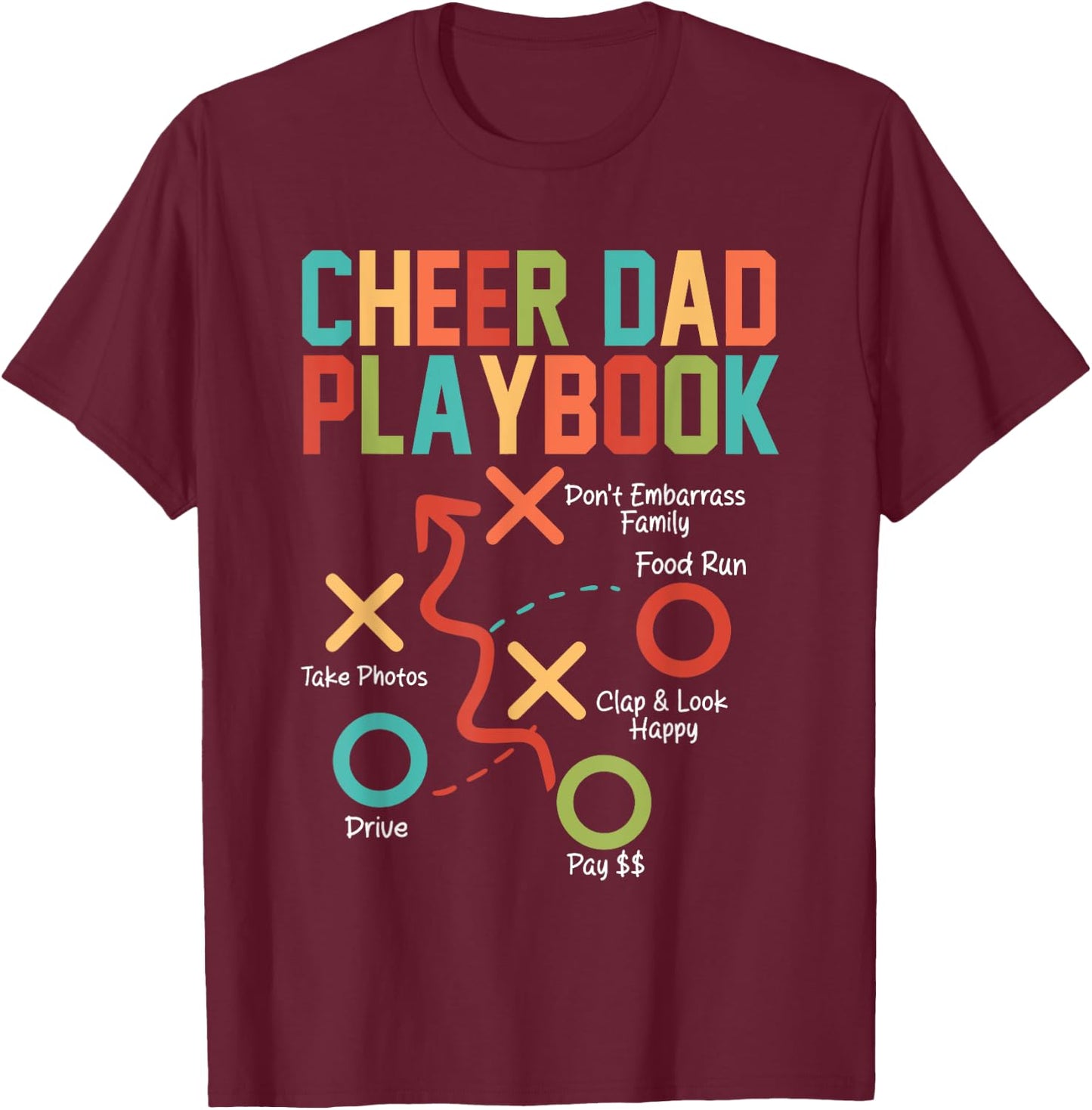 Cheer Dad Playbook Cheerleading Dad Father's Day T-Shirt - T-Shirt | Maroon