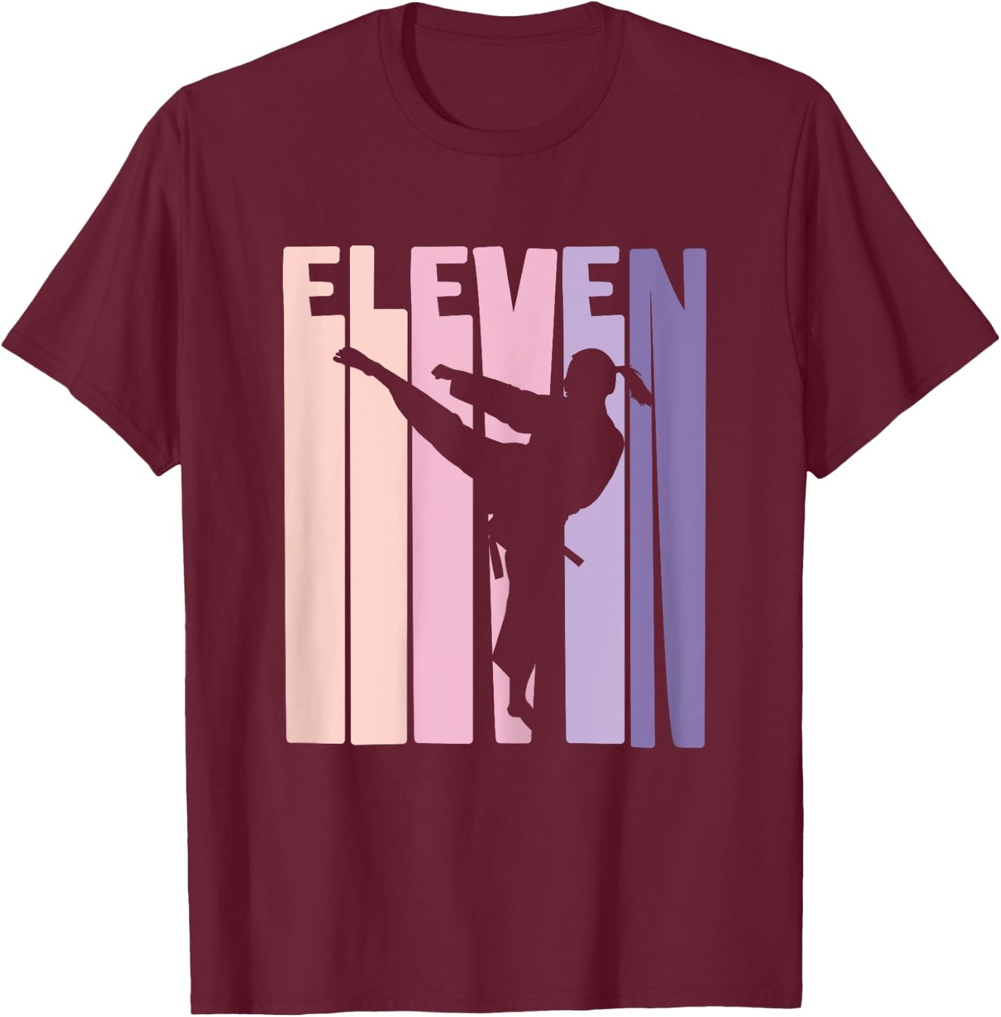 11th Birthday Gift Karate Retro Taekwondo Martial Arts Girls T-Shirt - T-Shirt | Maroon