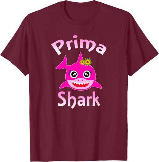 Prima Shark Funny Spanish Girl Cousin Gift T-Shirt - T-Shirt | Maroon