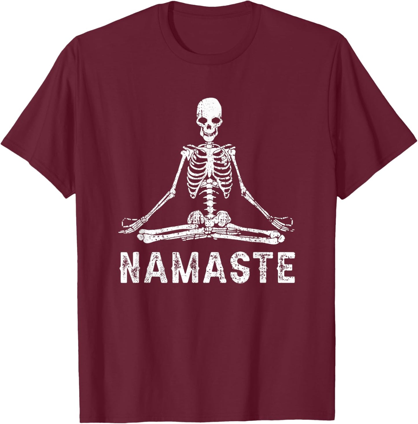 Meditating Skeleton Halloween Costume Lotus Yoga Zen Balance T-Shirt - T-Shirt | Maroon