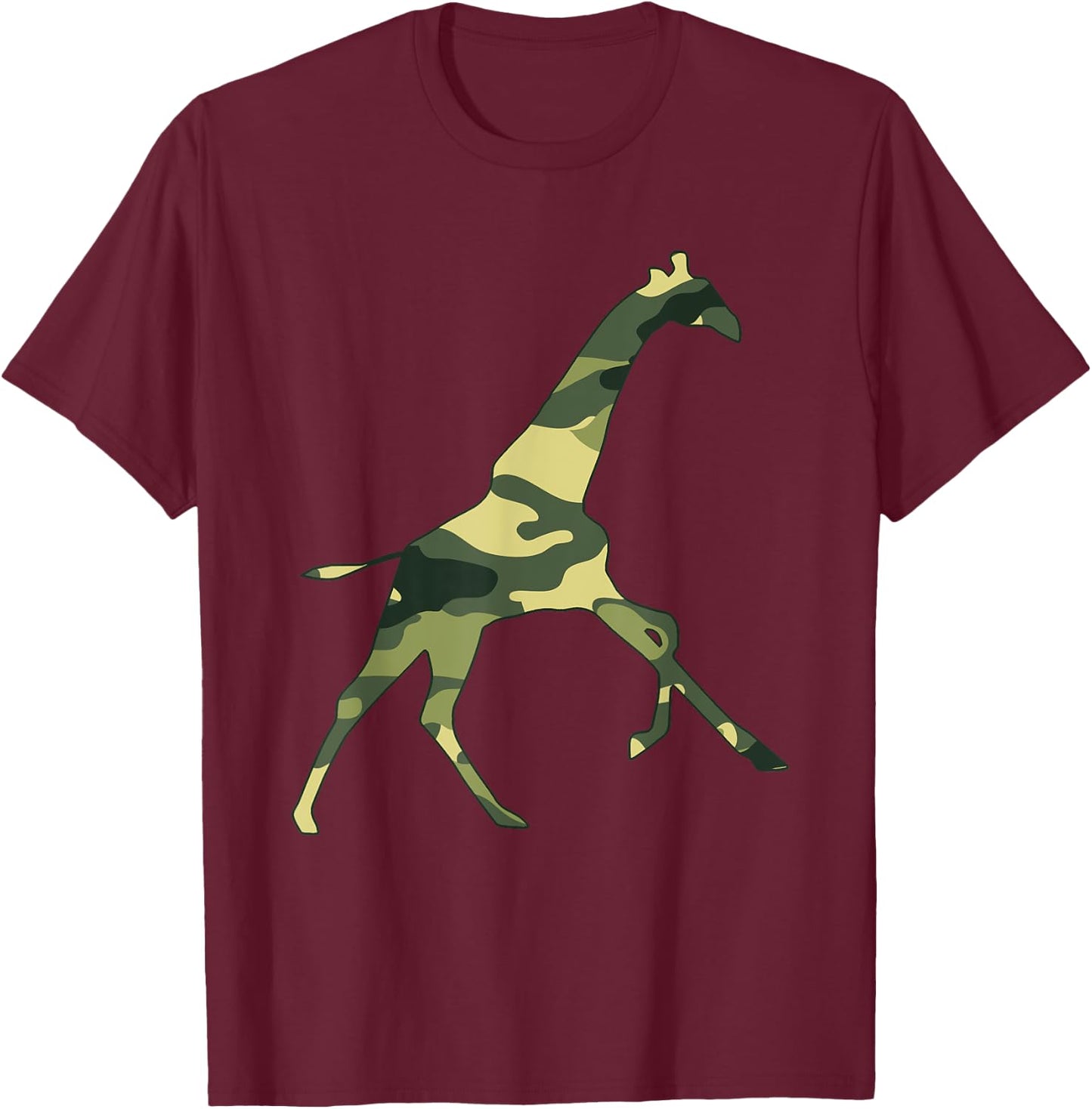 Military Giraffe Camo Men Print US Ruminant Veteran Gift T-Shirt - T-Shirt | Maroon