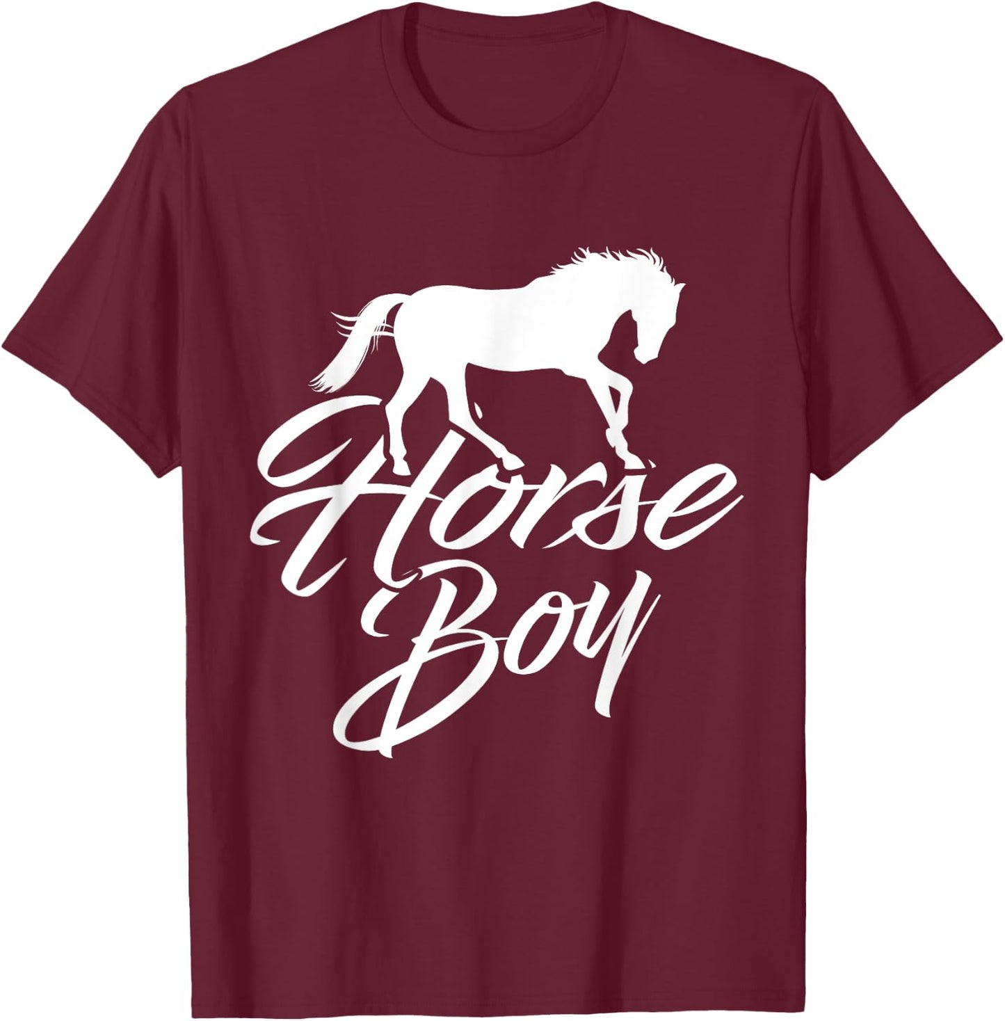 Funny Horse Riding Boy Horseback Riding Horse Boy T-Shirt - T-Shirt | Maroon