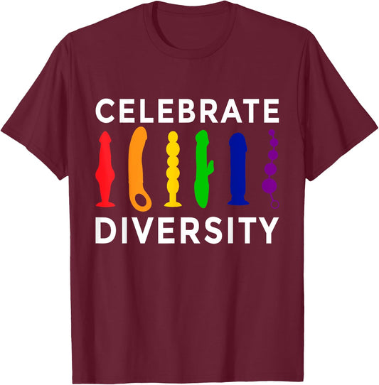 'Celebrate Diversity' Bisexual Feminist Funny Lesbian Pride T-Shirt - T-Shirt | Maroon