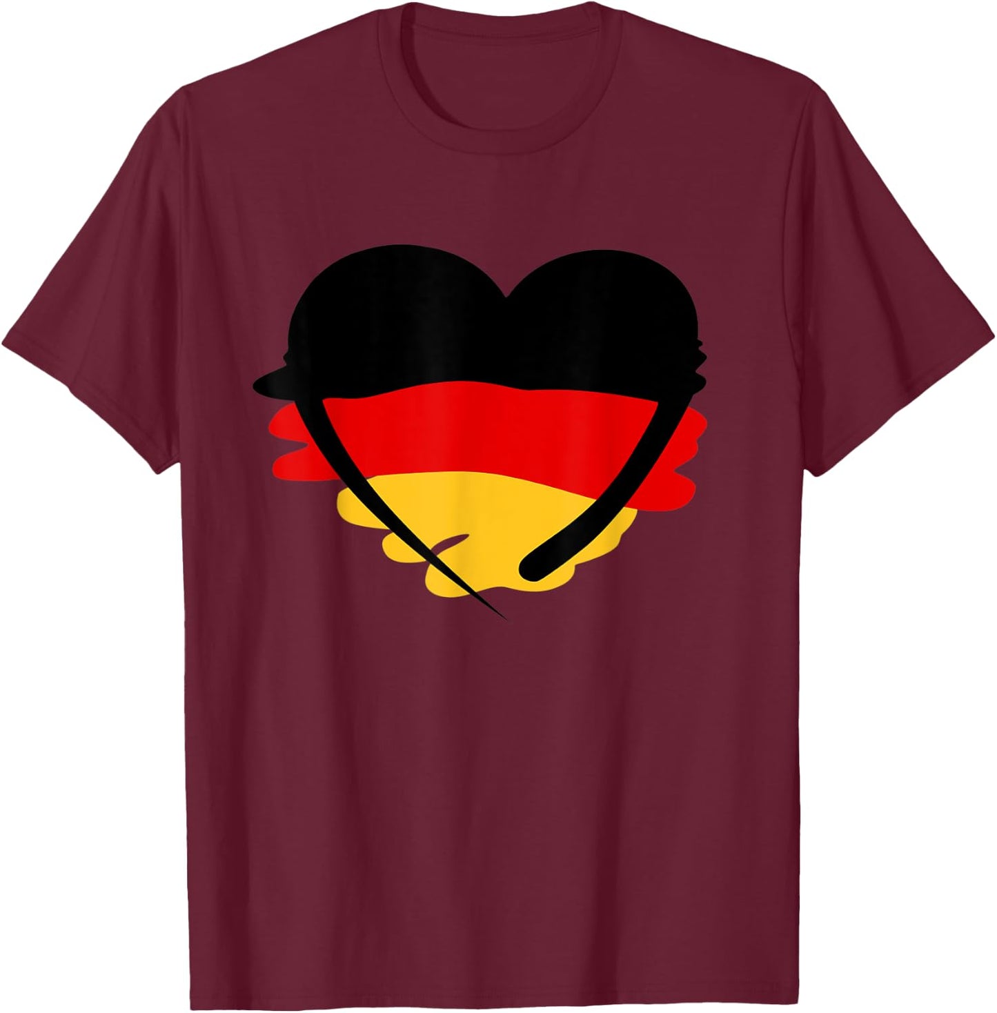 German Flag Heart Deutschland I Love Germany T-Shirt - T-Shirt | Maroon