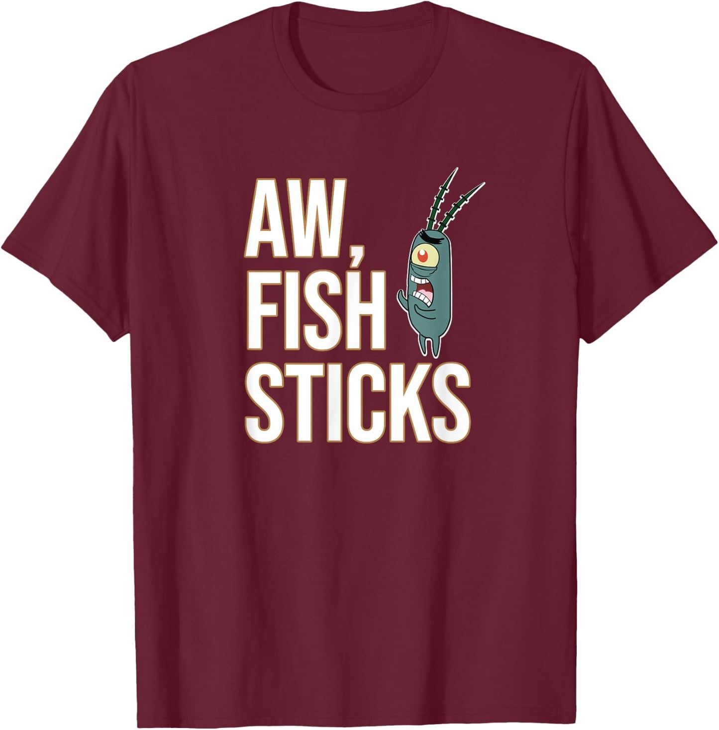 Mademark x SpongeBob SquarePants - Plankton - Aw, Fish Sticks T-Shirt - T-Shirt | Maroon