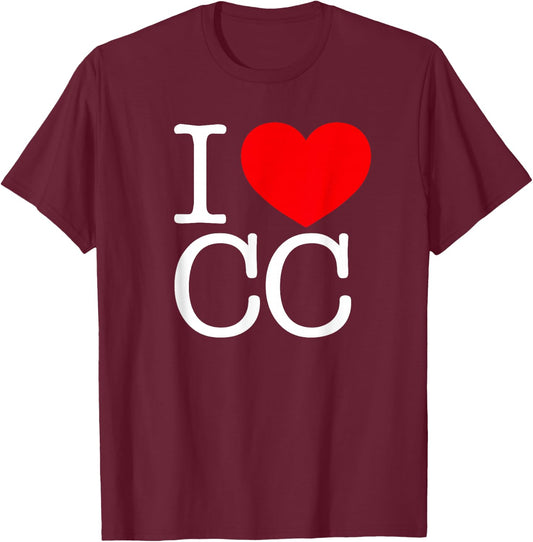 I Love (Heart) CC T-Shirt - T-Shirt | Maroon