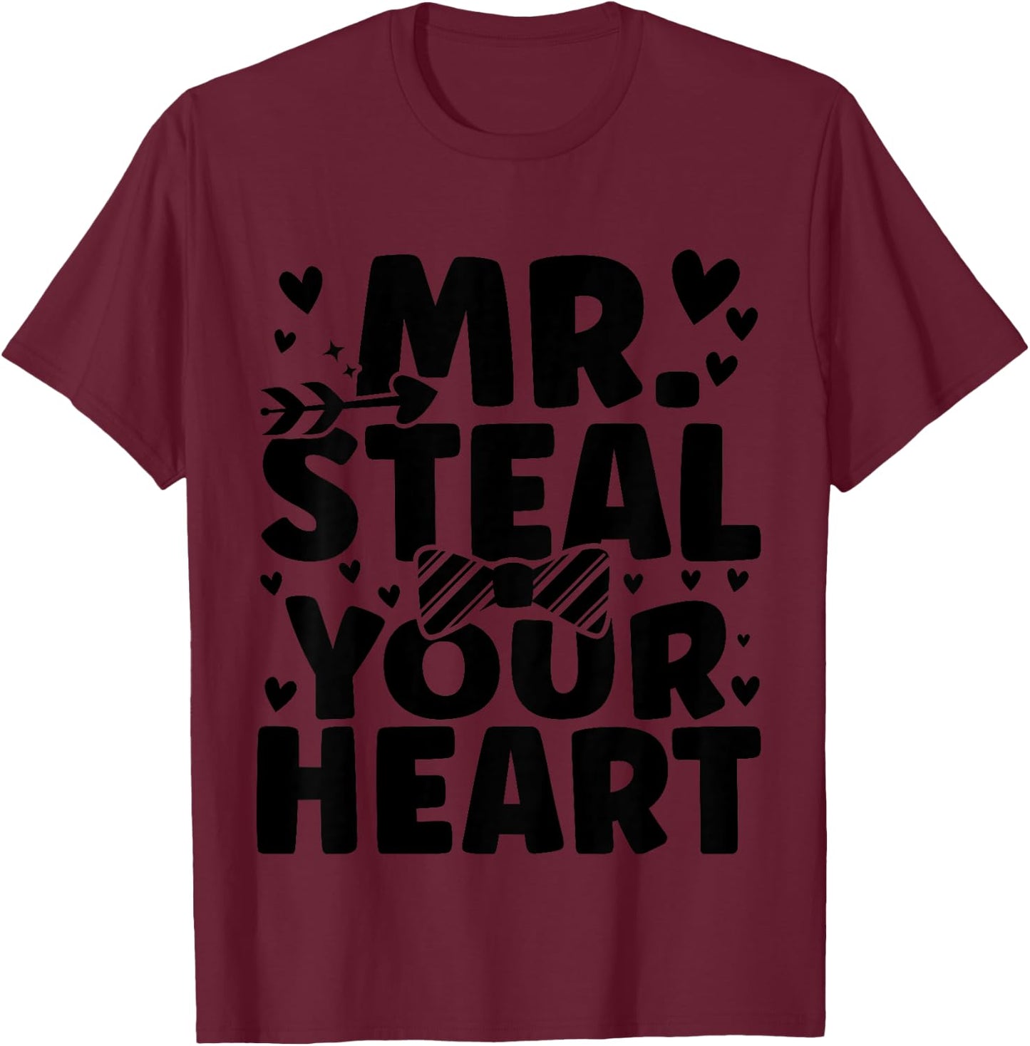 Kids Boys Valentine Shirt Mr Steal Your Heart For Boys Toddlers T-Shirt - T-Shirt | Maroon
