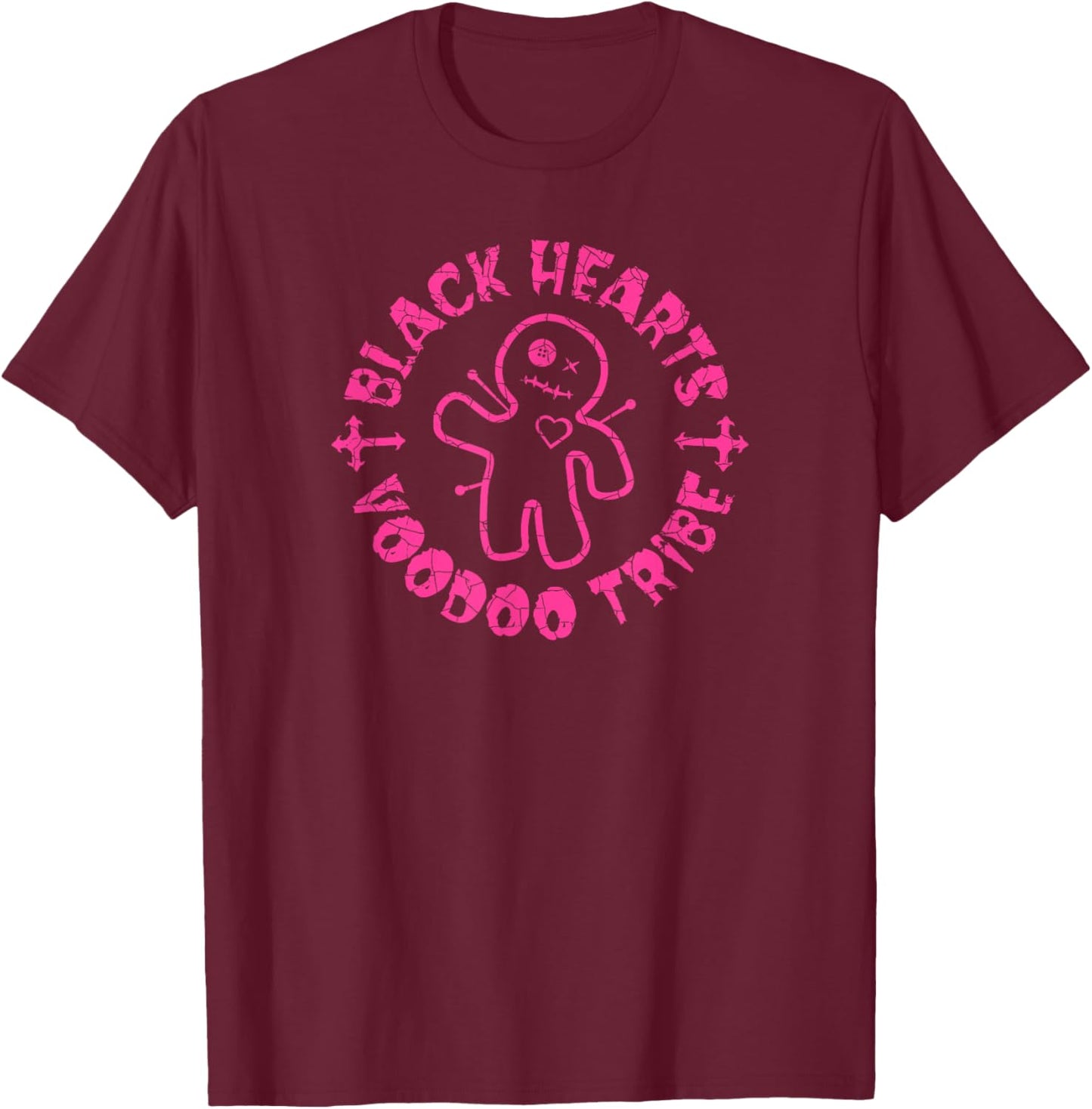 Black Hearts Voodoo Tribe Doll T-Shirt - T-Shirt | Maroon