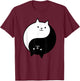 Cute Cats Yin Yang Yoga Zen Kitty Black and White Cat T-Shirt - T-Shirt | Maroon