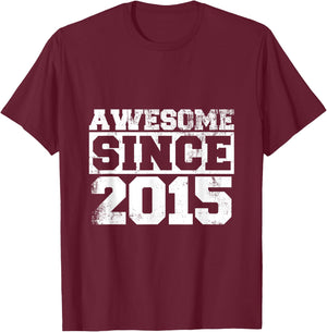 Kids Awesome since 2015 Vintage Style Born in 2015 Birthday T-Shirt - T-Shirt | Maroon