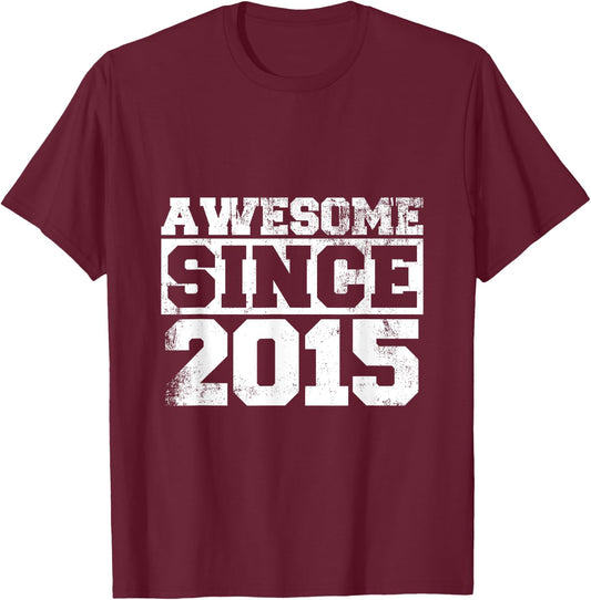 Kids Awesome since 2015 Vintage Style Born in 2015 Birthday T-Shirt - T-Shirt | Maroon