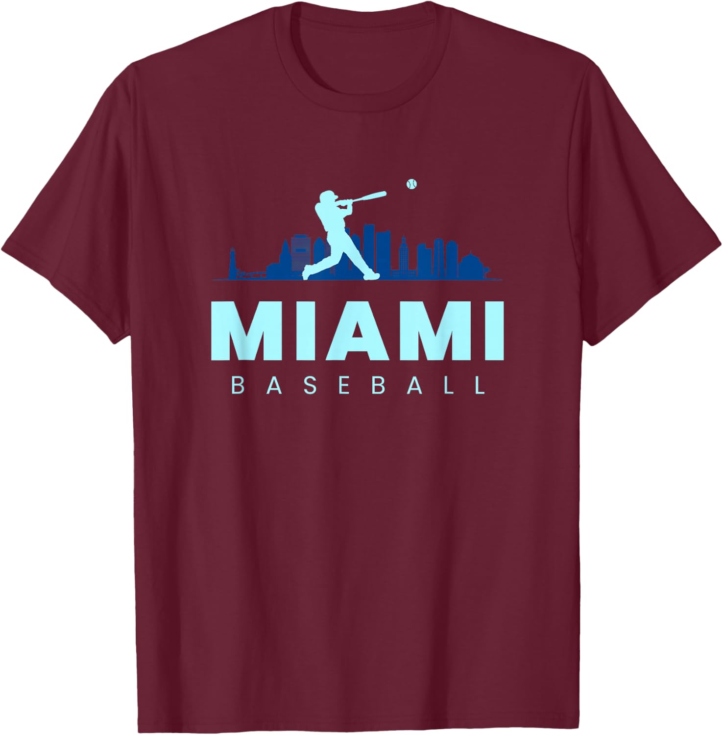 Miami Baseball Vintage Minimalist Retro Baseball Lover T-Shirt - T-Shirt | Maroon