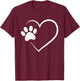 Dog Paw Heart - Dog Lover Gift Dog Moms T-Shirt - T-Shirt | Maroon