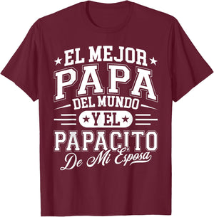El Mejor Papa Del Mundo Camiseta En Espanol Padre Latino T-Shirt - T-Shirt | Maroon