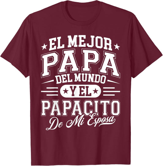 El Mejor Papa Del Mundo Camiseta En Espanol Padre Latino T-Shirt - T-Shirt | Maroon