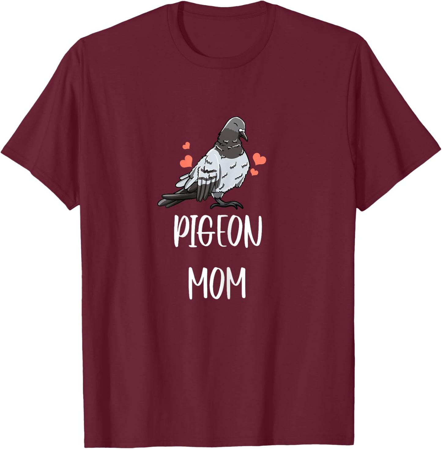 Pigeon Mom Leaf Pattern Girly Fowl Dove Pet Bird Lover Gift T-Shirt - T-Shirt | Maroon