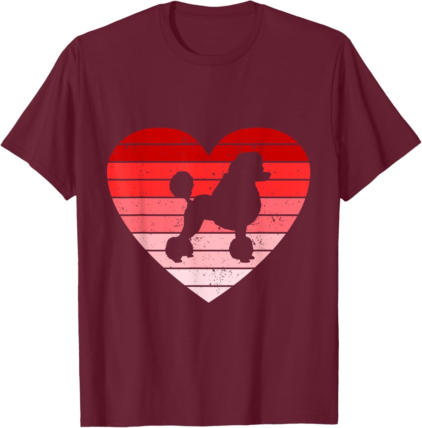 Retro style Valentines day Poodle Lover Gift T-Shirt - T-Shirt | Maroon