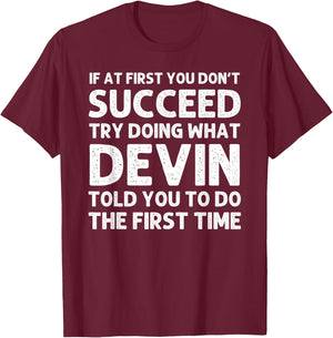 DEVIN Gift Name Personalized Birthday Funny Christmas Joke T-Shirt - T-Shirt | Maroon