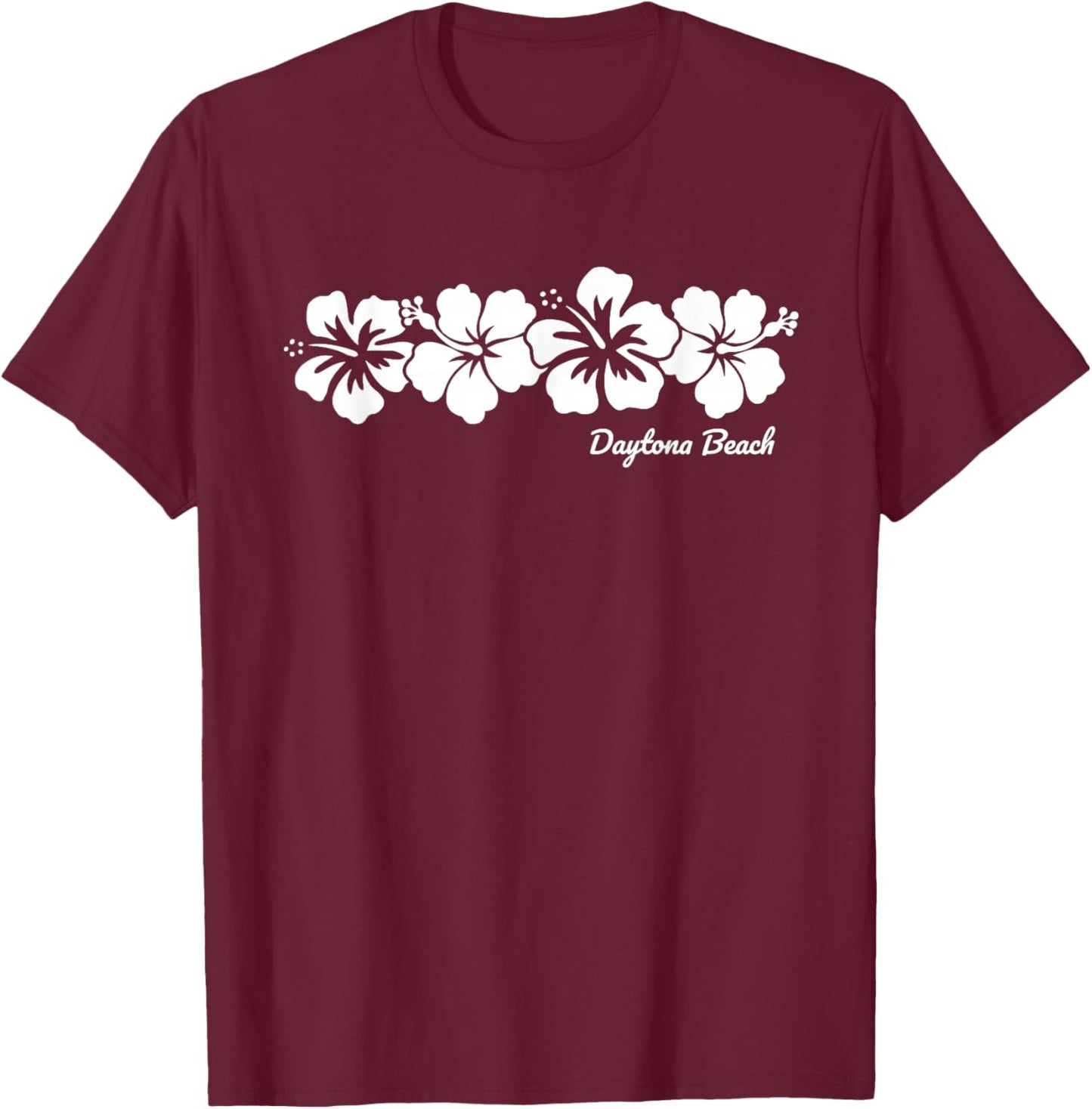 Daytona Beach Florida Hibiscus Flower Souvenir T-Shirt - T-Shirt | Maroon