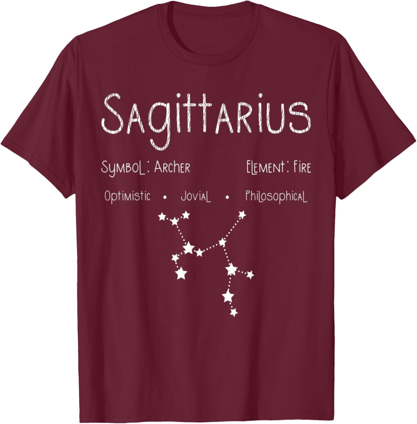 Retro Distressed Sagittarius Symbol Zodiac Sign Birthday T-Shirt - T-Shirt | Maroon