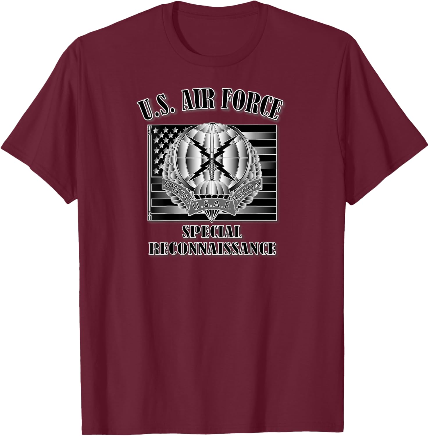U.S. Air Force Special Reconnaissance (Back Design) T-Shirt - T-Shirt | Maroon