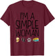 I'm A Simple Woman Gift Beer Dog Camping Flip Flop Lover T-Shirt - T-Shirt | Maroon