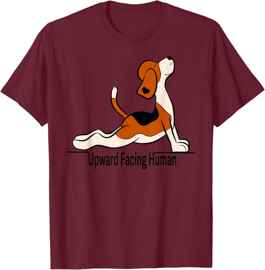 Upward Facing Human - men funny dog yoga T-Shirt - T-Shirt | Maroon