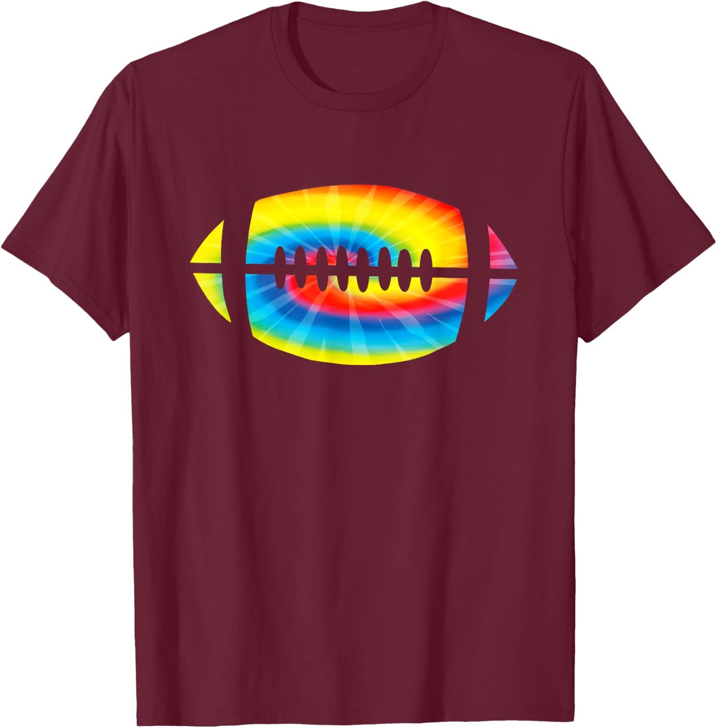 Cool Tie Dye Football Gift | Cute Sports Player Men Women T-Shirt - T-Shirt | Maroon