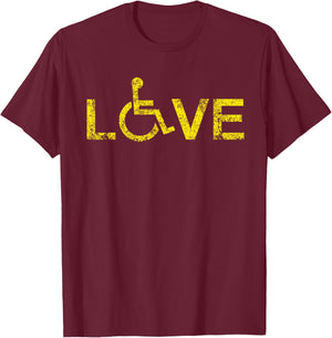 Handicap Wheelchair Love T-Shirt - T-Shirt | Maroon
