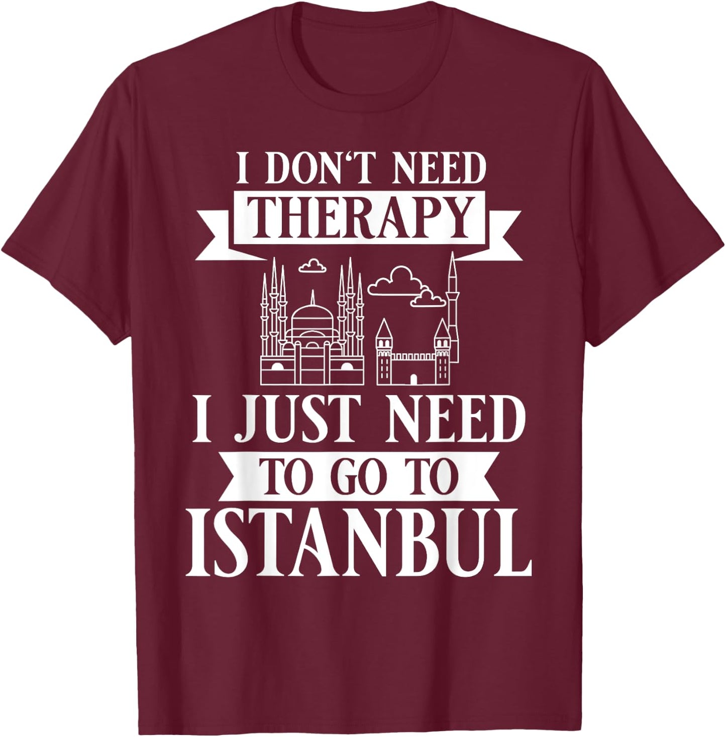 Istanbul Turkey City Skyline Map Travel T-Shirt - T-Shirt | Maroon