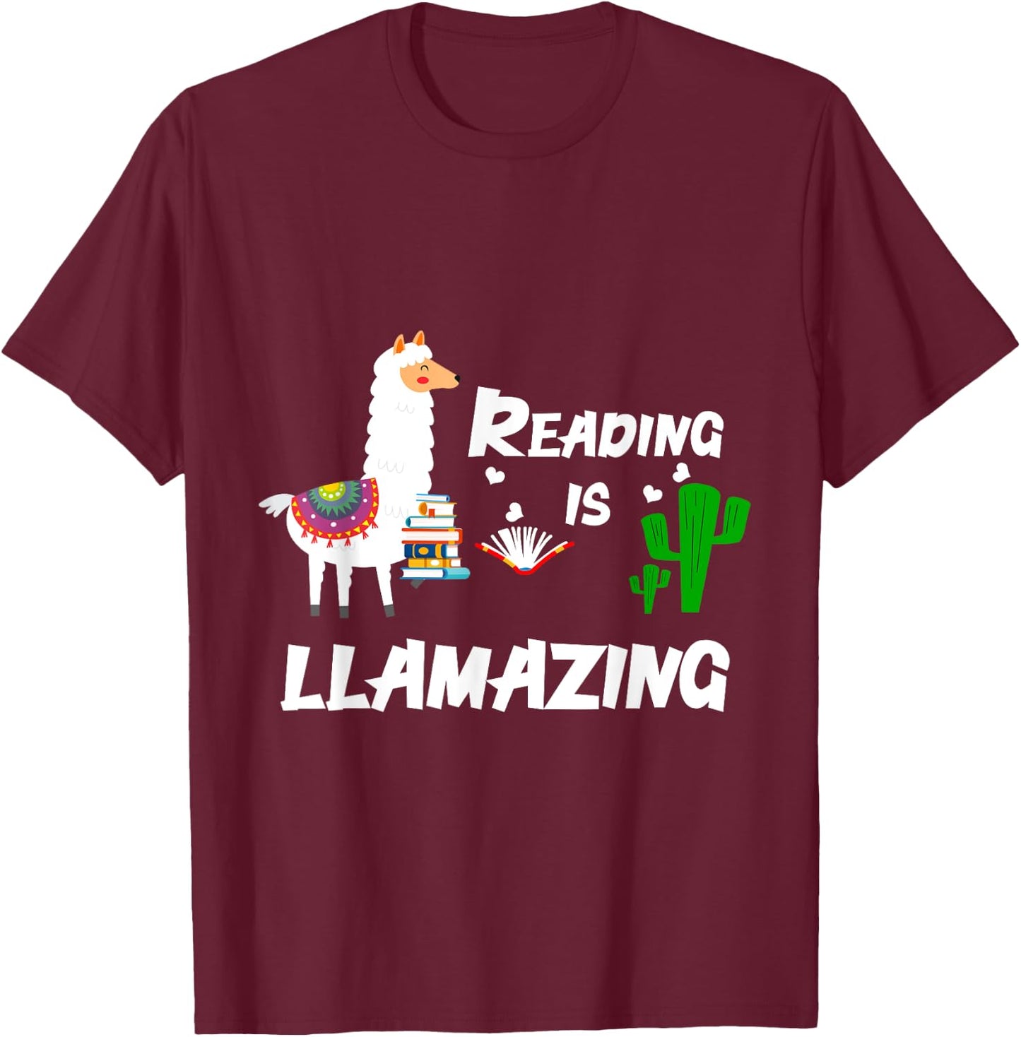 Librarian Book Reading Alpaca Llama T-Shirt - T-Shirt | Maroon