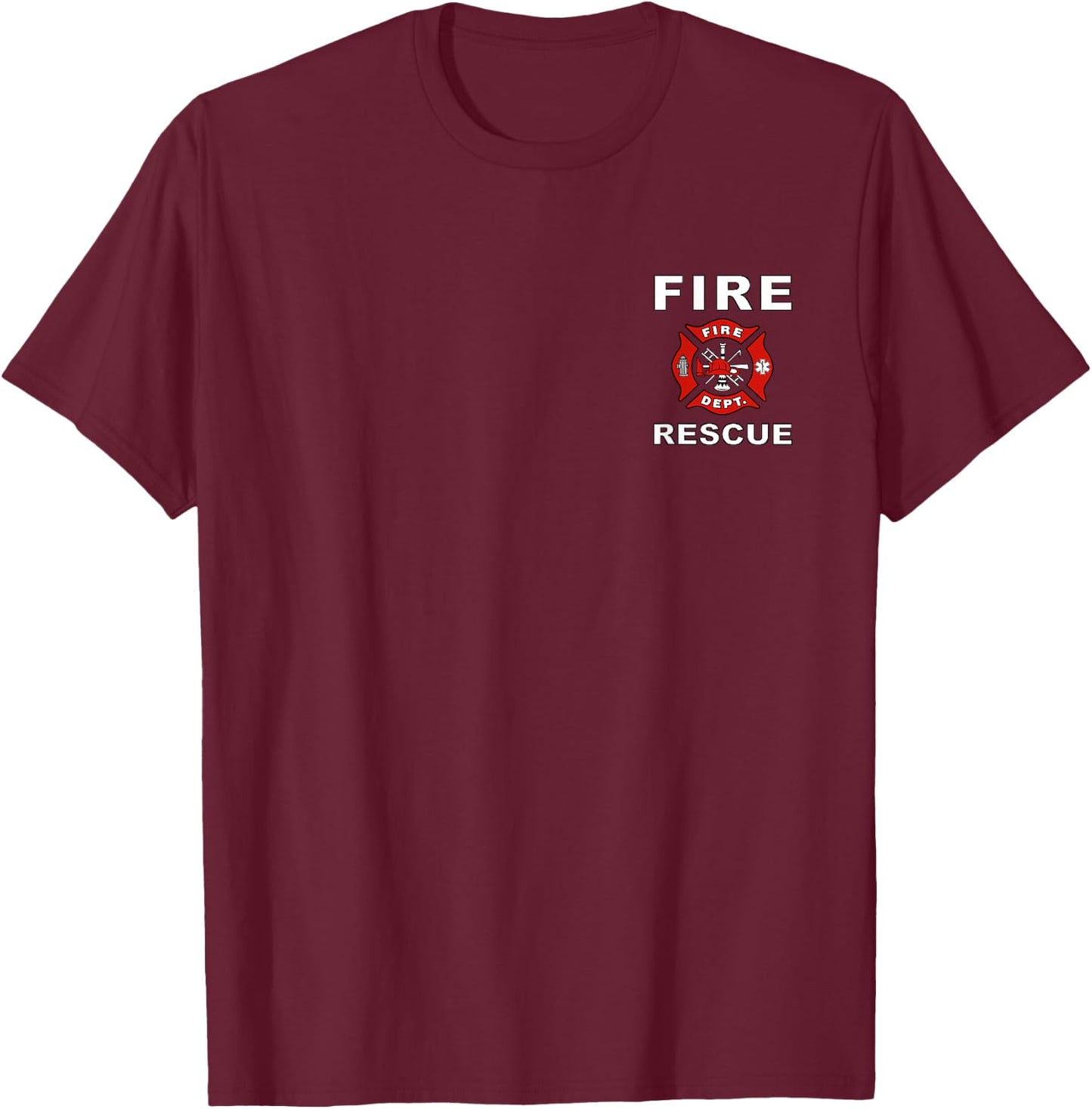 Fire Rescue Fire Fighter Fireman Kids Youth Adult Boys Girls T-Shirt - T-Shirt | Maroon