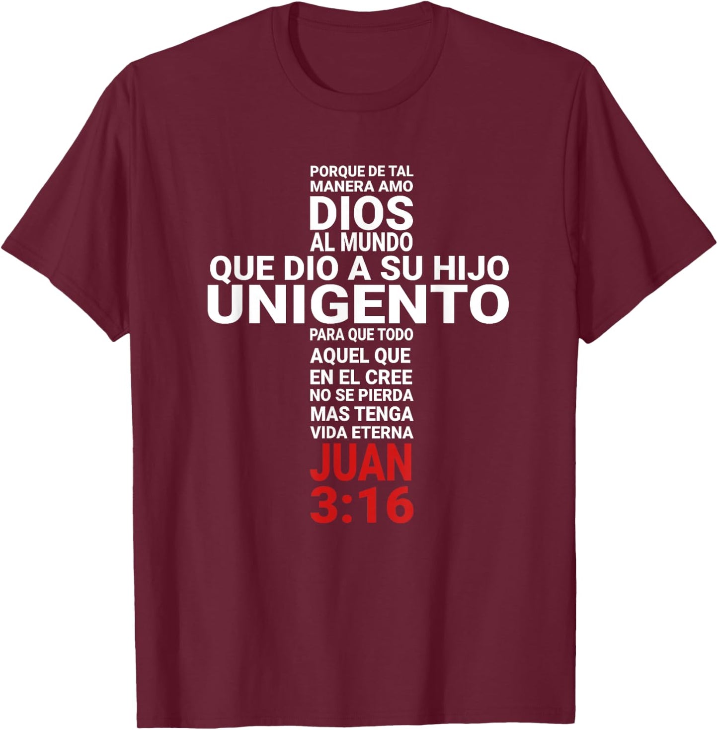 Juan 3:16 John Playera Camisa T-Shirt - T-Shirt | Maroon
