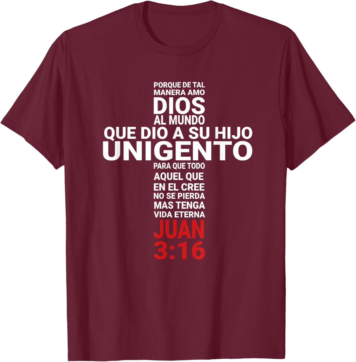 Juan 3:16 John Playera Camisa T-Shirt - T-Shirt | Maroon