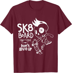 Skate Skateboard Funny Sk8 Skateboarding Skater Old School T-Shirt - T-Shirt | Maroon
