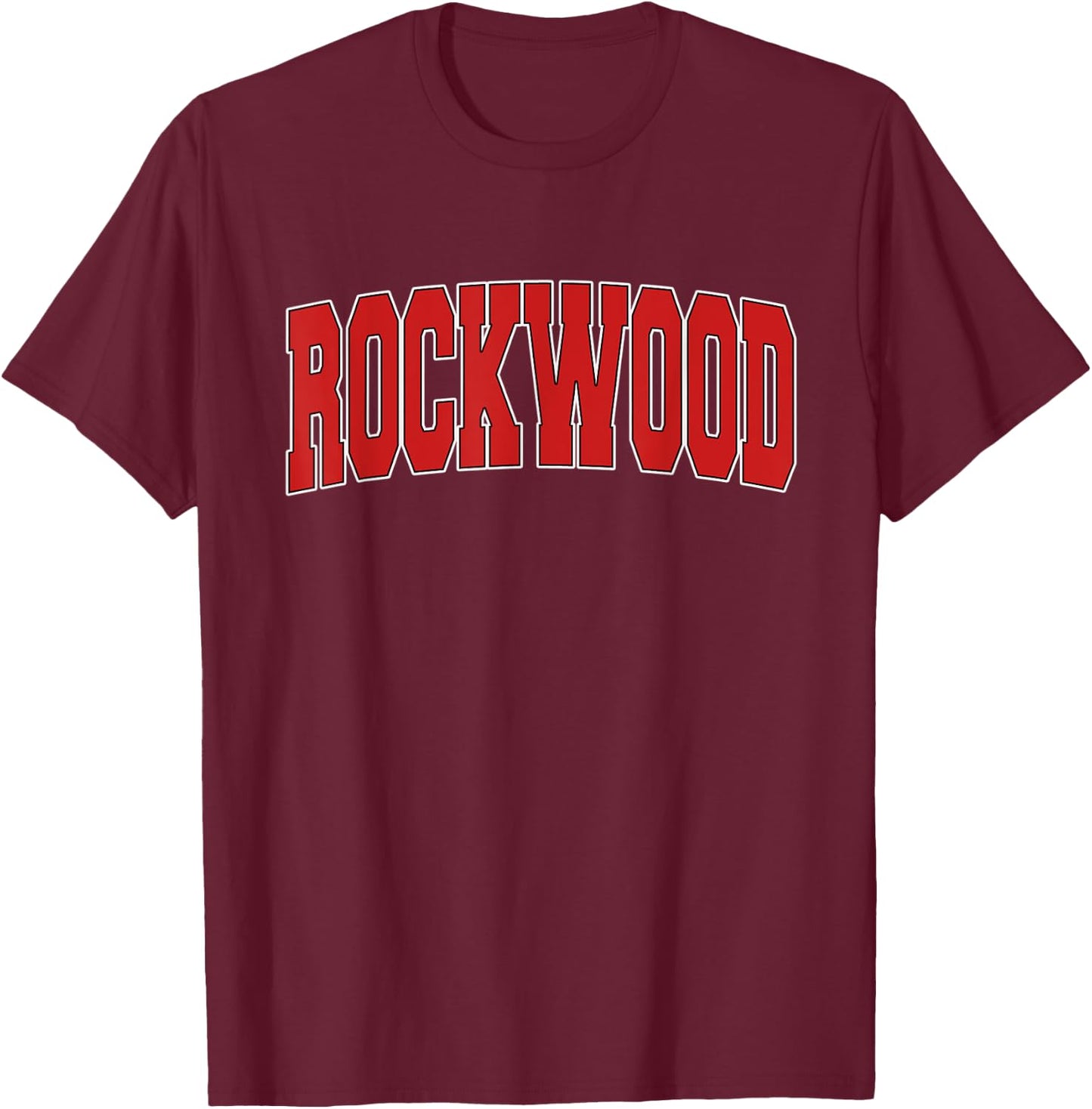 ROCKWOOD MI MICHIGAN Varsity Style USA Vintage Sports T-Shirt - T-Shirt | Maroon
