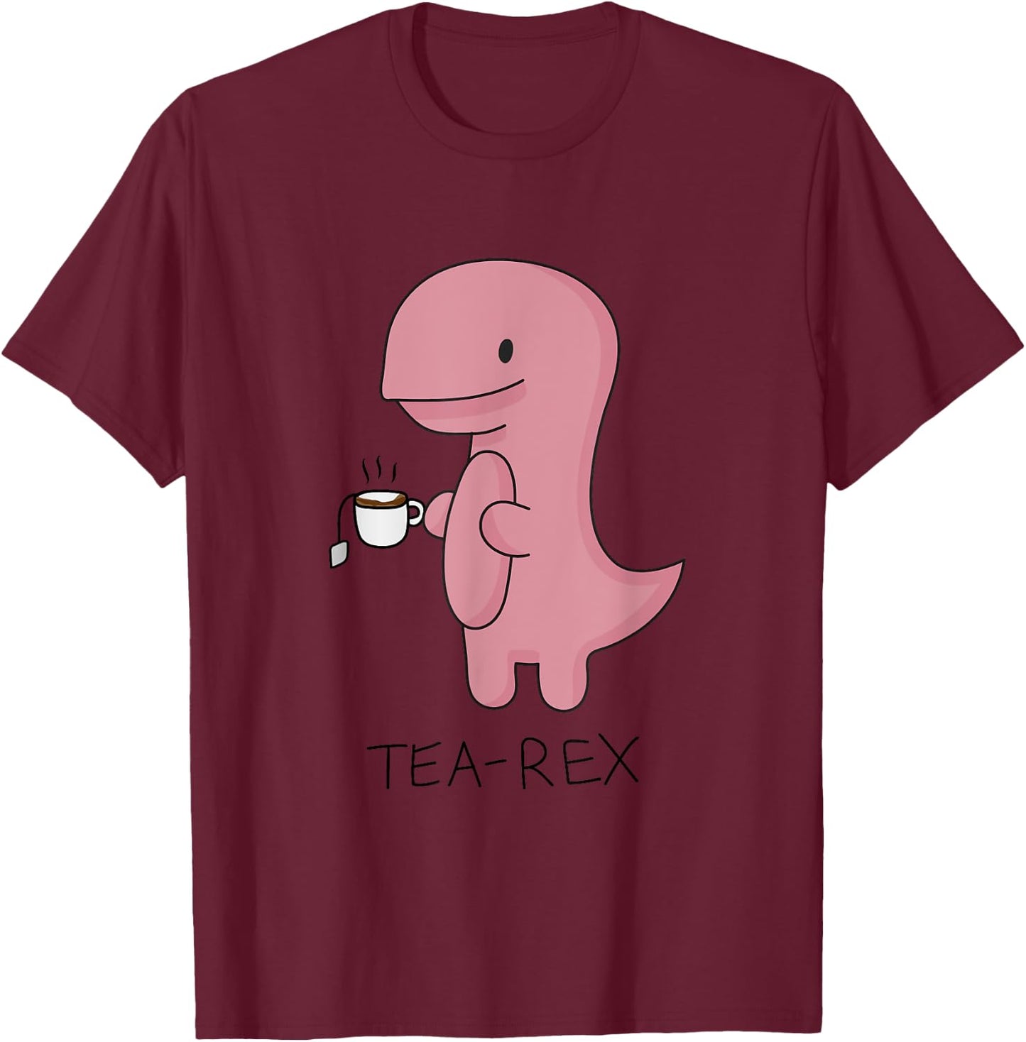 Tea rex Dinosaur Cartoon Lover Funny Cute Dino T-Shirt - T-Shirt | Maroon