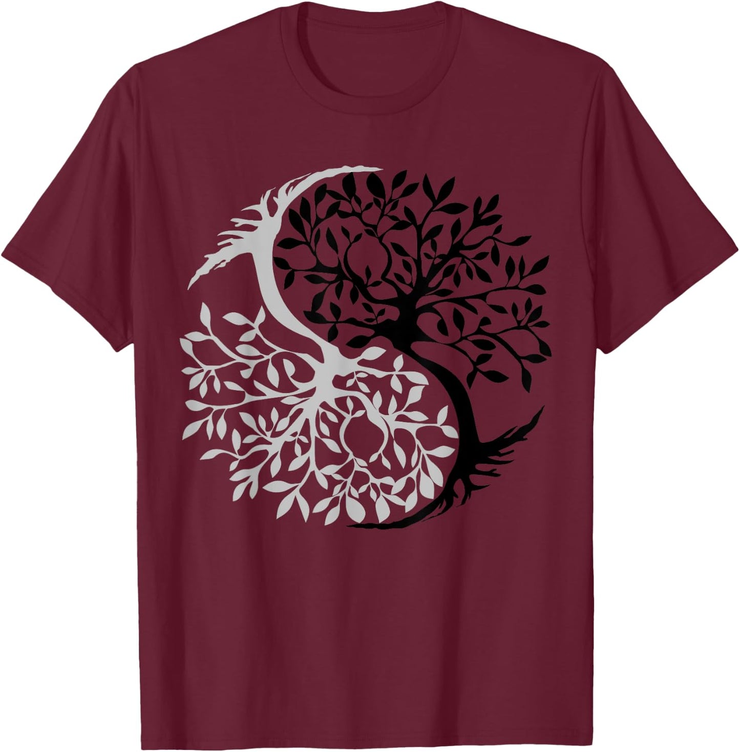 Tree Of Life Yin Yang Symbol Funny Bonsai Zen Gift Men Women T-Shirt - T-Shirt | Maroon