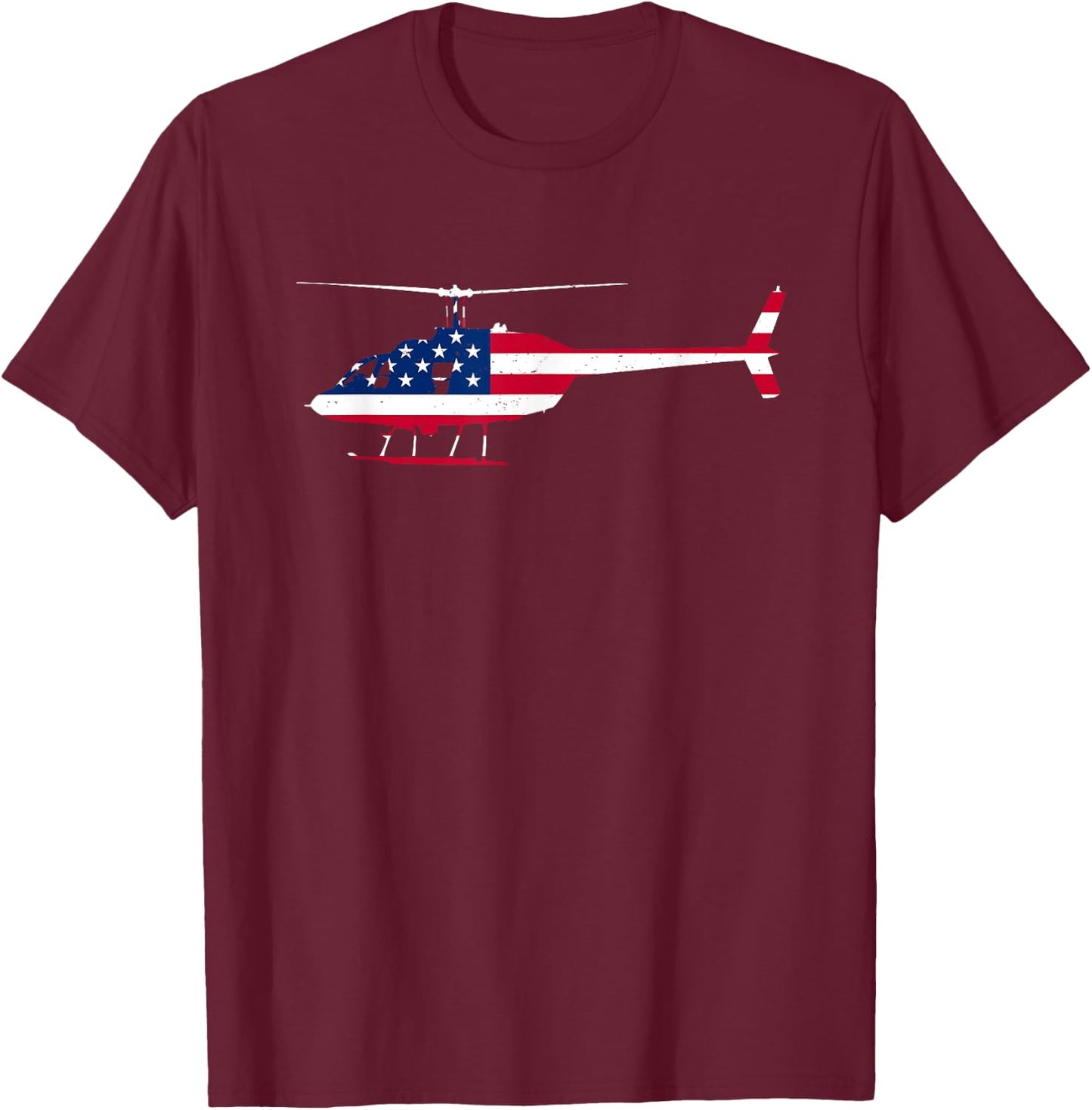 American Flag Patriotic Helicopter Pilot Mechanic US T-Shirt - T-Shirt | Maroon