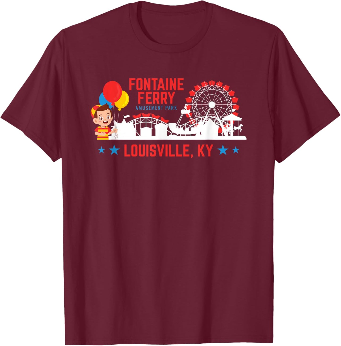 Louisville Park Fountain Fontaine Ferry T-Shirt - T-Shirt | Maroon
