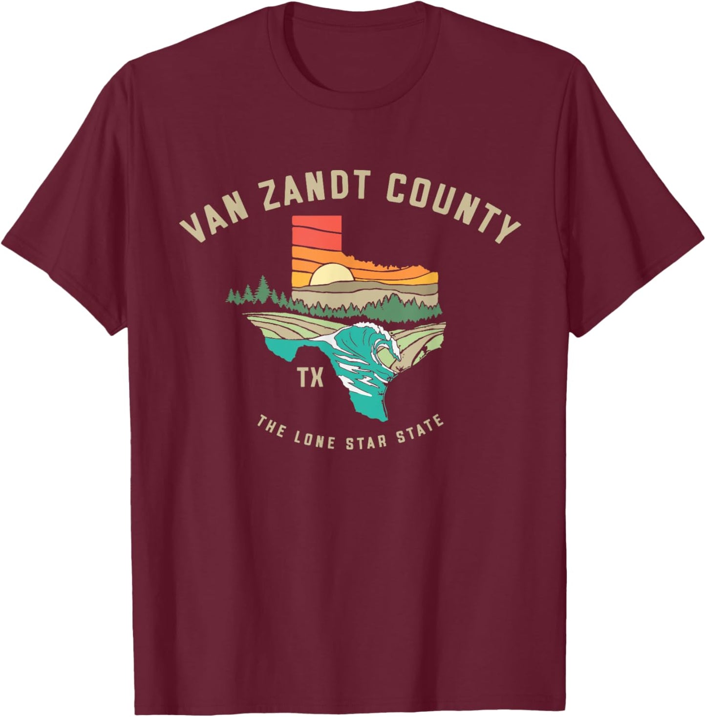 Van Zandt County Texas Outdoors Vintage Nature Design T-Shirt - T-Shirt | Maroon