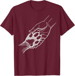 Dog Dad Fist Bump With Dog Paw Dog Lover Cute Friendship T-Shirt - T-Shirt | Maroon