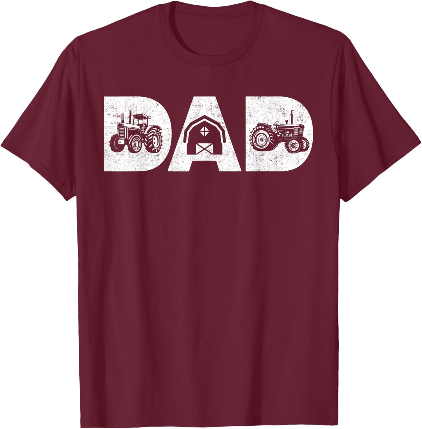 Vintage Farming Father Farm Lover Farmer Daddy Tractor Dad T-Shirt - T-Shirt | Maroon