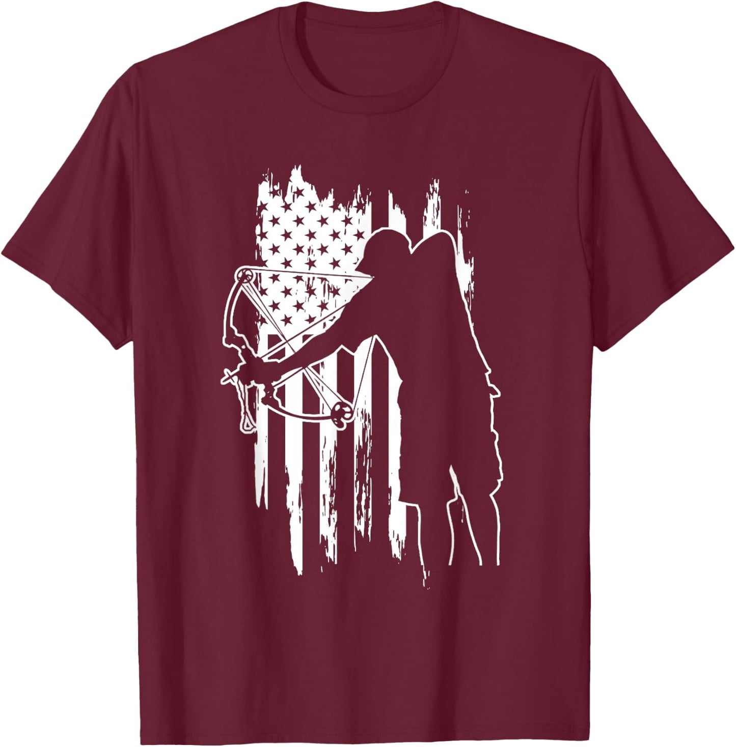 Dad bowfishing Archer American Flag Vintage great Gift T-Shirt - T-Shirt | Maroon