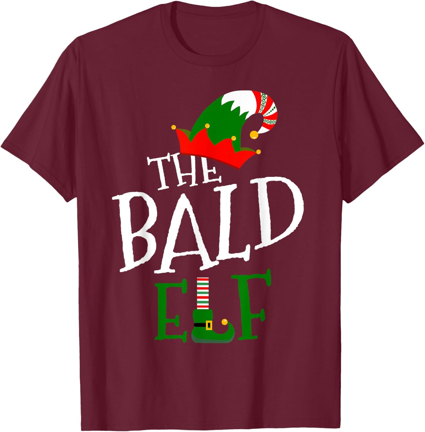 The Bald Elf Family Matching Group Gift Christmas Costume T-Shirt - T-Shirt | Maroon