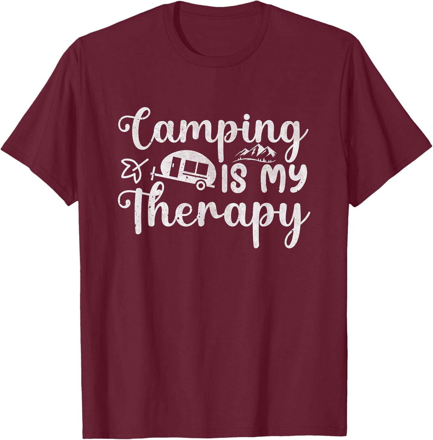 Camping is my therapy Vintage Outdoor funny camper T-Shirt - T-Shirt | Maroon