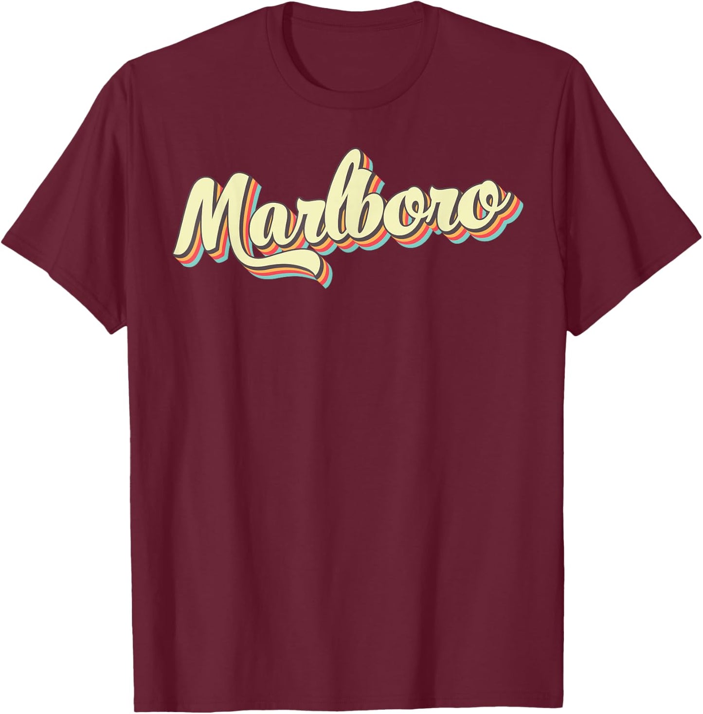 Marlboro Retro Art Baseball Font Vintage T-Shirt - T-Shirt | Maroon