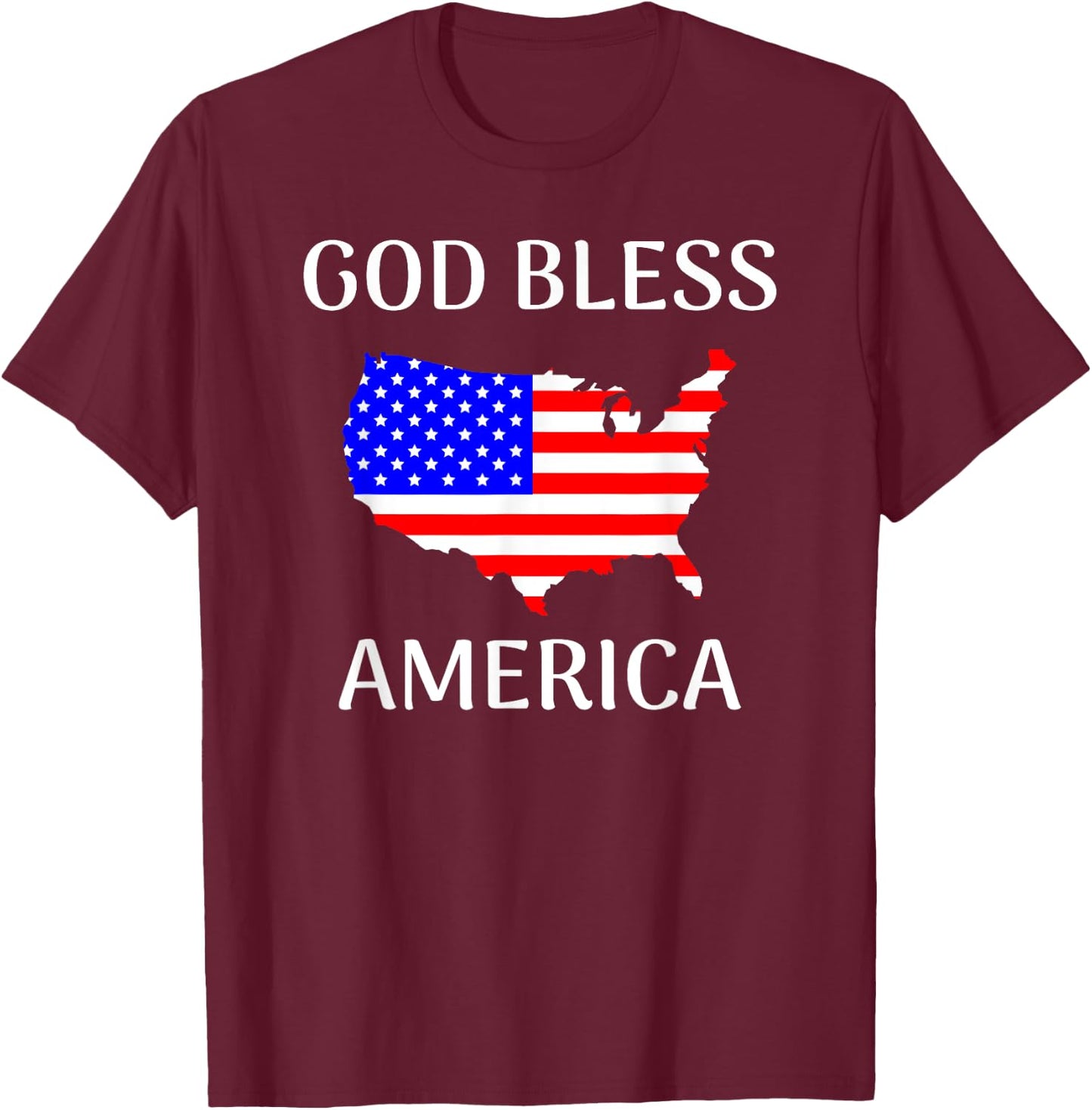 God Bless America United States Flag Country T-Shirt - T-Shirt | Maroon