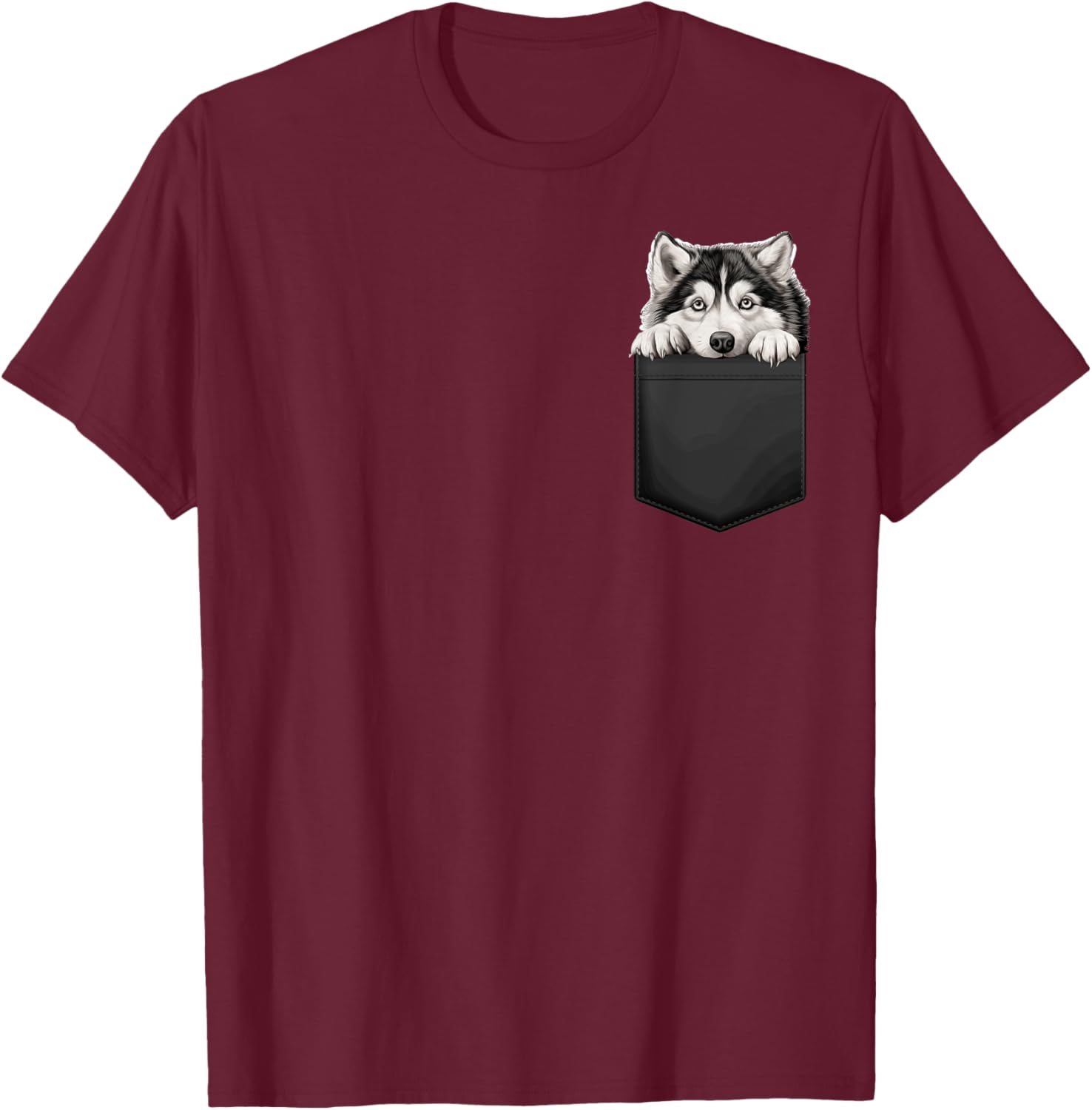 Alaskan Malamute Puppy Dog In Pocket Cute Pet Lover T-Shirt - T-Shirt | Maroon