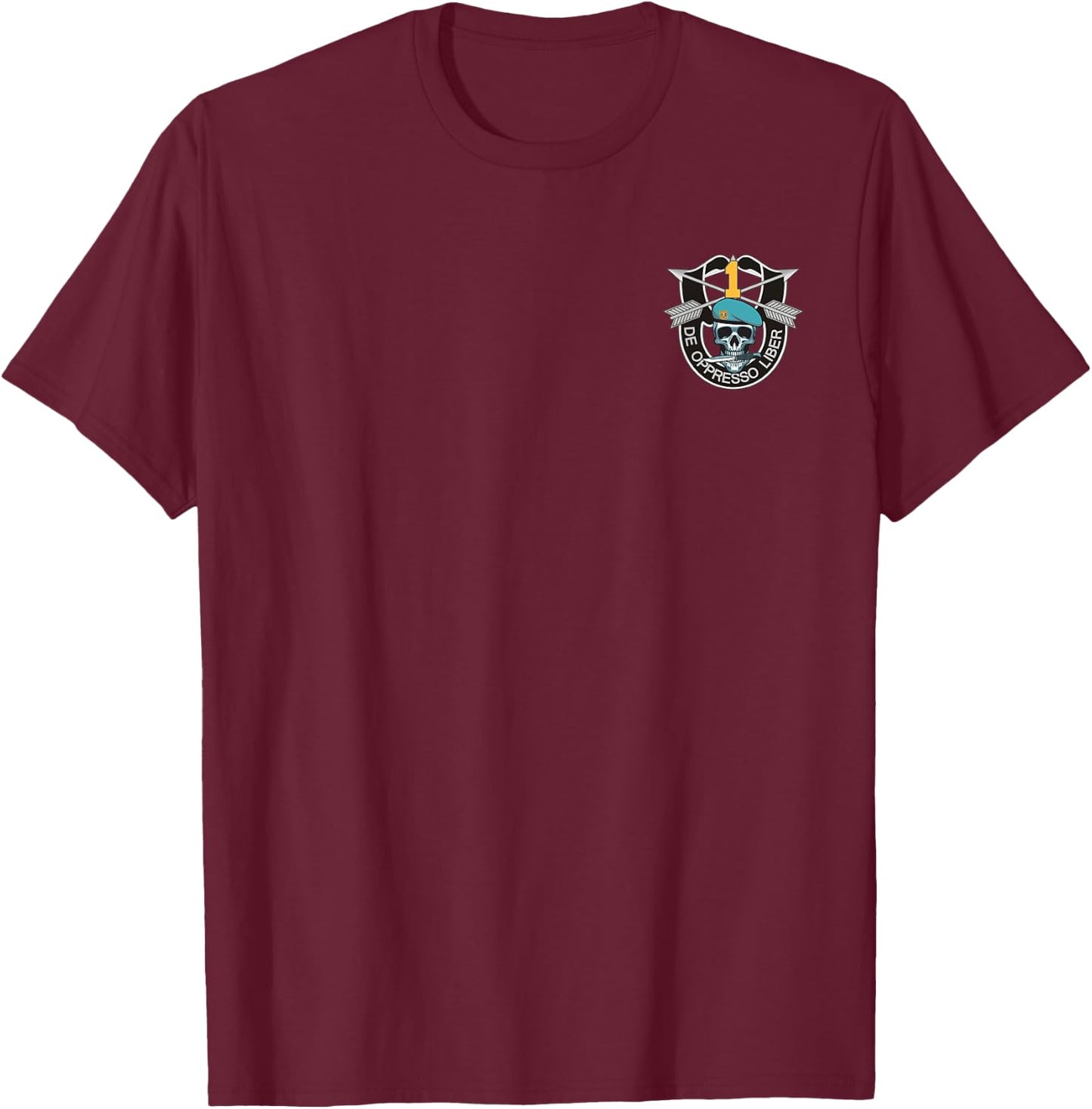 1st Special Forces Group Patch (1st SFG) Shirt - 4th of July T-Shirt - T-Shirt | Maroon